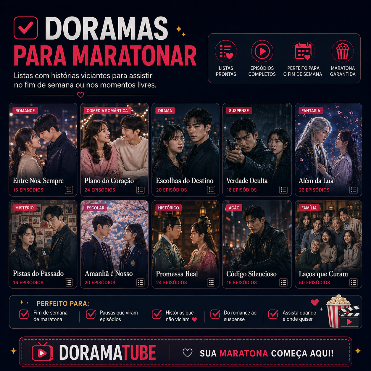 Mosaico de doramas para maratonar